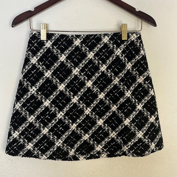 Zara Skirts Zaras Collection Black And White Plaited Mini Skirt